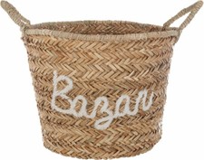 Cestino di vimini con scritta ricamata in 2 colori