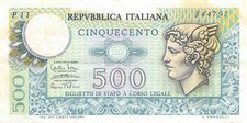 Banconota Italia 500 Lire
