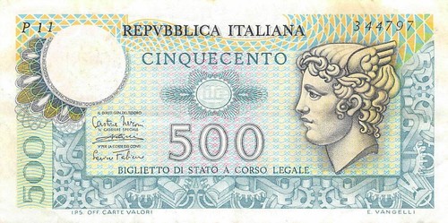 Banconota italia 500 - banconota, lire