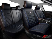 Nero Blu Similpelle Set Completo Coprisedili Auto per Audi A3 A4 Q2 Q3 Q4 Q5 Q7