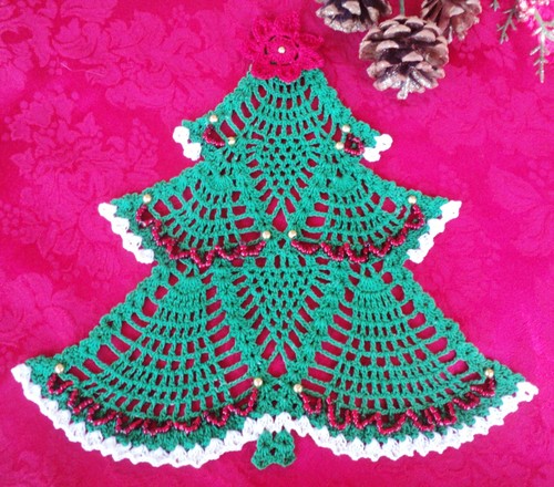 New crochet green white red - crochet, green/white/red