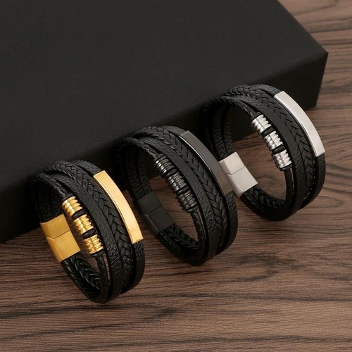Bracciale uomo ecopelle - bracciale, 🖤