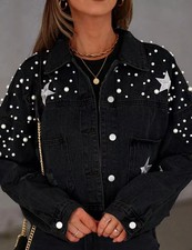 Giacca Jeans Donna Nera Con