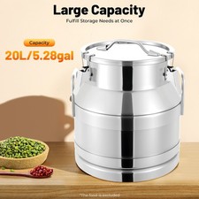 20L Stainless Steel Milk Can Wine Pail Bucket Tote Jug Oil Barrel Canister