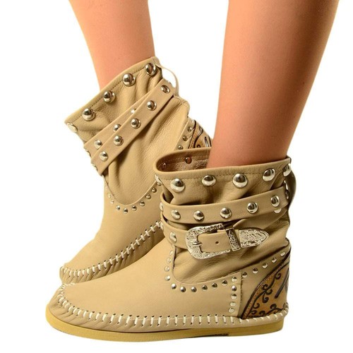 Indianini bassi pelle beige - in,