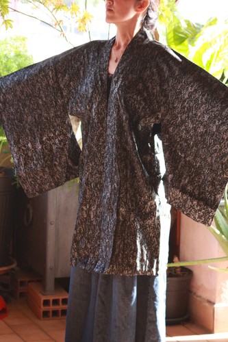 Haori 100 seta - nero, fantasia