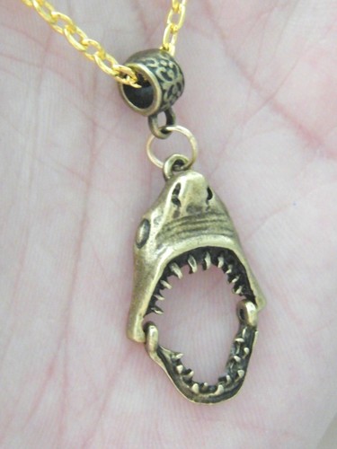 Collana squalo bronzo ganasce - collana,