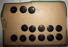 14 BOTTONI VINTAGE - NERO - DIAMETRO CM.1,8 -  IN CARTONCINO DI MERCERIA - NUOVO