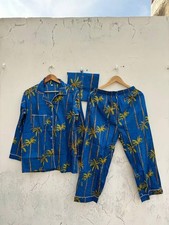 Pigiama blu stampa palma set