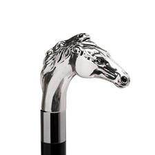Bastone da Passeggio Impugnatura Due Cavalli in Argento. Per Cerimonie Matrimoni