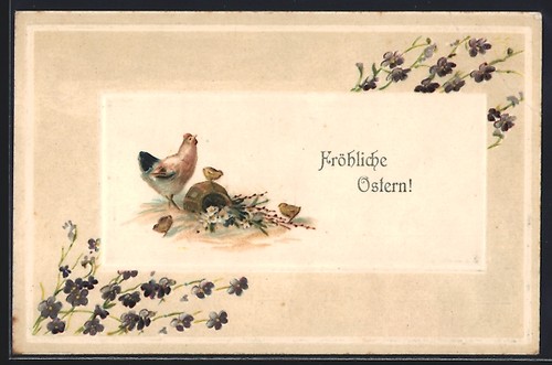 Cartolina rilievo gallina - in,