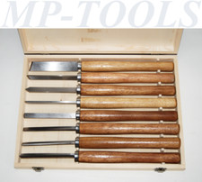 SGORBIE PROFESSIONALI 8PZ INTAGLIO SCALPELLI UTENSILI PER TORNIO CASSETTA LEGNO