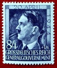 Francobollo Impero tedesco Grande Impero tedesco 55° compleanno Adolf Hitler 3