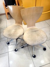 2 Sedie da ufficio o scrivania, in legno e stoffa e alzata a gas