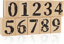 Set Di 10 Timbri in Legno Con Numeri Da 2,5 Cm, in Gomma, Stile Retrò, Con Lette