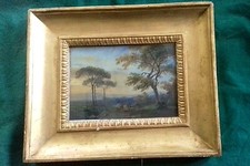 SALVATORE  FERGOLA (Napoli 1799-1874) Tempera  Passeggiata a cavallo al tramonto