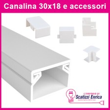 CANALINA PER CAVI ELETTRICI 30X18 CANALETTA PASSACAVI CON COPERTURA BIANCO 2 MT.