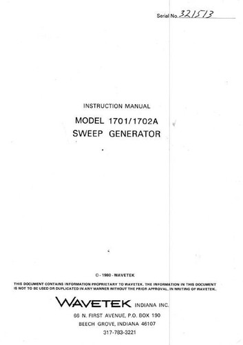 Wavetek 1701 1702a sweep - wavetek, /1702a