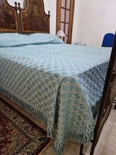 copriletto  matrimoniale tessuto al telaio con frangia macramè