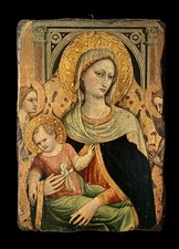 Icona Russa “Madonna con Bambino e Angeli”  Inizio XX secolo – 38x27x3 cm