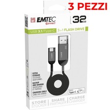 3 PEZZI Emtec T750 32GB USB 3.1 Type-C Dual Flash Drive – Cavo OTG
