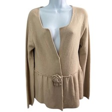Twin-Set Simona Barbieri Maglione Cashmere Cardigan L Beige Maglia Orlo Peplo Italia