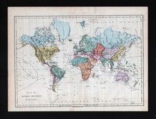1873 Steinwehr Mappa del Mondo Regioni Animali Biomi Zone Foresta Pioggia America Artica