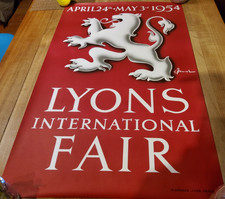 ORIGINAL VINTAGE POSTER/AFFICHE ANCIENNE LYON INT. FAIR by J.Ravel 1954