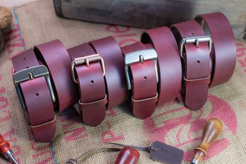 Cintura pelle cognac pieno - cintura,