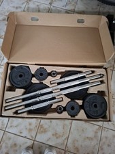  bilanciere e manubri con pesi, panca piana e panca reclinabile + attrezzi vari