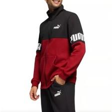 TUTA COMPLETA UOMO PUMA 670038 13  POWER COLORBLOCK INTENSE RED ROSSO ZIP