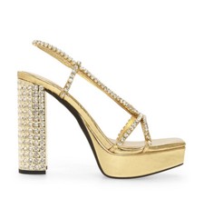 JEFFREY CAMPBELL sandalo plateau slingback impreziosito da oro Nuite taglia 7 $ 225