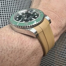 Cinturino in gomma vulcanizzata 21 mm TAN Caoutchouc adatto a nuovo orologio Rolex ceramica 41 mm