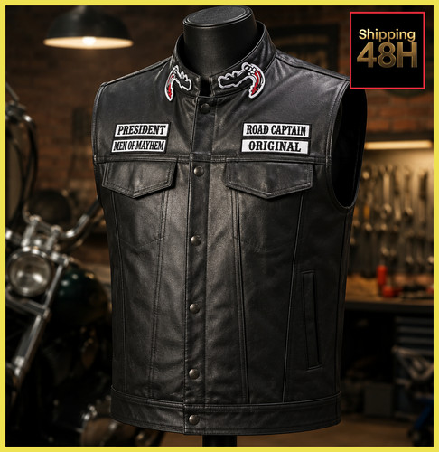 Gilet pelle moto uomo - da,