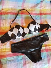 Costume Donna Emporio Armani M Scacchi Nero Bianco Brasiliana Fascia