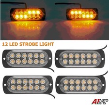 4X Lampeggiante Ambra Recupero Strobo 12 LED Faro Barra Griglia Guasto 12v 24v