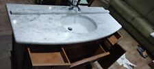 mobile bagno legno anticato, con lavello ovale al centro a filo, piano in marmo 