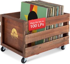 Cassetta dischi vinile legno - dischi,