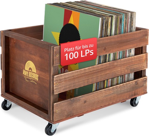 Cassetta dischi vinile - cassetta, legno