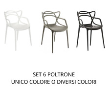 SET 6 PEZZI poltrona polipropilene in 3 varianti di colore a scelta