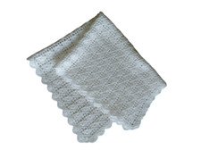 COPERTINA DA CARROZZINA O CULLA  ALL'UNCINETTO IN COTONE BIANCA FATTO A MANO