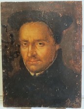 ANTICO DIPINTO OLIO Vecchio Maestro Ritratto di gentiluomo THOMAS CRANMER ? HOLBEIN