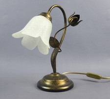 Lampada da tavolo metallo sfumato oro campana vetro bianco vintage anni ‘90