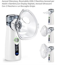 Aerosol Silenzioso Ricaricabile USB-C Adulti e Bambini Nebulizzatore Ultrasuoni 
