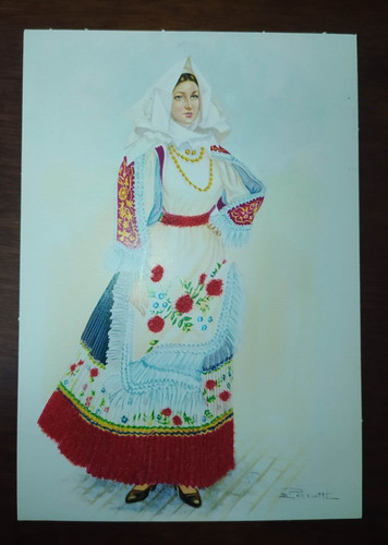 9915 cartolina costumi sardi - costumi,