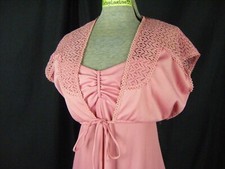 Vintage 70s Rosa Hippie Estate Maxi Abito & Occhiello Bolero-Bust 30 / Girovita