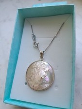  CIONDOLO  IN  Madreperla  Naturale CON ARGENTO 925 Ciondolo D' EPOCA O VINTAGE 