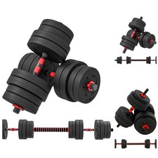 HOMCOM Set Dischi Pesi da 20/25/30 kg totali con Bilanciere e Connettore Nero