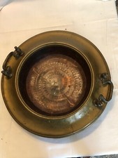 Bracere d'epoca in rame e ottone provvisto di maniglie.misure: diametro 40 cm