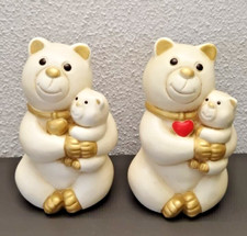 Mamma orsa con orsetto in ceramica con cuore oro o rosso, dettagli oro - CRIA